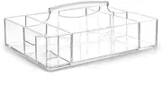BINO 'The Glamour Caddy' 9 Compartment Acrylic Makeup and Jewelry Organizer with Carrying Handle, Clear and Transparent Cosmetic Beauty Vanity Holder Storage