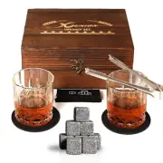 Whiskey Stones Gift Set for Men Dad Father’s Day Whiskey Glasses Set 2 Bourbo...