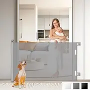 Retractable Baby Safety Gate - Viviendo Retractable Mesh Fence for Baby & Pets, Wide Safety Gates 85cm Tall, Extends up to 140cm for Doorways, Stairs, Hallways, Banisters Indoor and Outdoor - White