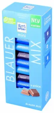 Ritter Sport BLAUER MIX - Chocolate Block 9pcs - Box 150g / 5.03oz