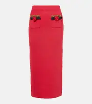 [Self-Portrait] Self-Portrait Embellished knitted midi skirt AU 14 red