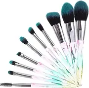 Gogogmee 10Pcs Transparent Handle Makeup Brush Set Durable Foundation Blush Eyeshadow Brushes Lightweight Non Shedding Hair for Application for Daily