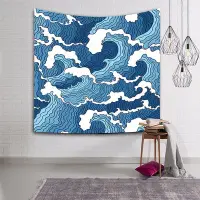 在飛比找Yahoo!奇摩拍賣優惠-優選精品-北歐ins日本日式浮世繪海浪紋沙發巾墻面背景裝飾壁