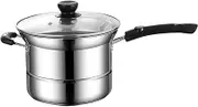 Frying Pot with Lid & Handle Deep Fat Fryer Strainer Mirror Polished Stainless Steel Fryer Pot with Filter Basket & Steaming Plate for All Kinds of Stove-