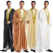 Muslim Men Saudi Dishdash Thobe Jubba Thoub Kaftan Robe Open Kimono Abaya Caftan
