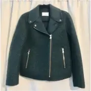 Sandro Dual Material Wool Polyester Biker Jacket