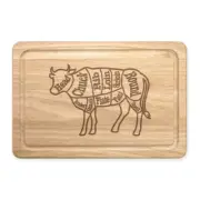 Cuts Of Beef Meat Steak Cow Butchers Rectangular Wooden Chopping Board BBQ Dad