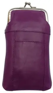 Genuine Leather Cigarette Case with Lighter Pouch Purple by Marshal