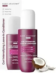 Bare Anatomy Curl-Boosting Cream Leave-In Conditioner | Get Curls with 2X Frizz Protection | Enriched with Coconut Oil| Hyaluronic Acid & Castor Oil Get Smoother| Healthy & Glossy Hair 4.9 Floz