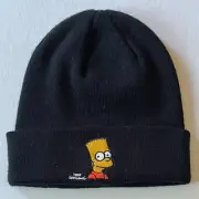 THE SIMPSONS - BLACK BEANIE with EMBROIDERED BART SIMPSON HEAD