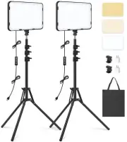2 Pack LED Video Light with 63'' Tripod Stand Obeamiu 2500-8500K Dimmable Pho...