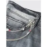 Mens Gem Detail Jeans Chain In Silver