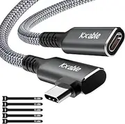USB C Extension Cable 8 FT, Right Angle Type-C 3.2 Gen 2 Male to Female Extender Cord, 100W Charging 10Gbps Transfer, 4K Video, High Speed for iPhone 15 Pro Max, Galaxy, MacBook, iPad, PSVR2, More