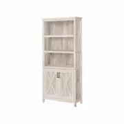 Rosen 5-Tier Bookcase Display Shelf Storage Cabinet W/ Doors - Washed Grey
