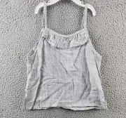 Splendid Railroad Stripe Tank Top Girls 10 Light Blue Adjustable Linen Blend