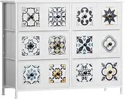 LEVEDE Chest of 6 Drawers, Vintage Tallboy Storage Cabinet, Fabric Tower Dresser Organizer, Clothes Toys Storage Unit, Home Furniture for Bedroom, Living Room, Hallway, Office (White)