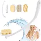 Long Handle Shower Brush for Body, Back Scrubber for Shower with 3Pcs Brush Head