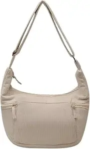 [EMGILL] Women's Corduroy Crossbody Bags Casual Zipper Tote Handbags Sling Purse Crescent Shoulder Bag Satchel Work Gym