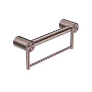 Nero 300mm Brushed Bronze Mecca Care 32mm Grab Rail with Towel Holder