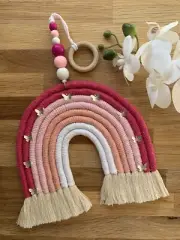 Rainbow Macrame Wall Hanging Nursery Decor Pink Wall Art