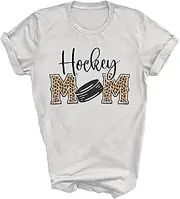 [SDVN] Hockey Mom Leopard Print Cheetah Ice Hockey Proud Mom Field Hockey Player Gift Unisex Shirt T-Shirt (White;2XL)