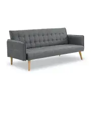 Sarantino 3 Seater Modular Linen Fabric Sofa Bed Couch Armrest Furniture Grey