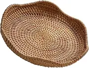Garneck Woven Food Basket Rattan Storage Basket for Fruits Bread Snacks Rustic Decorative Sundries Organizer for Home