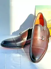 $1,785.00 Santoni Double Monk Strap Calfskin Leather Loafer Size 9.5/10 US/43EU