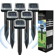 SpringUp 6pcs Garden Snake Repeller Multi Pulse Ultrasonic Solar Powered Pest Repellent