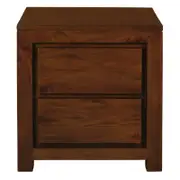 Centrum Furniture Amsterdam 2 Drawer Bedside Table - Mahogany