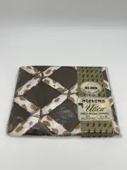 (2) NOS Utica Stevens Brown Retro Mod Lattice Pillowcases 42” x 46” Unhemmed