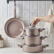Karaca Rose BioGranite Cookware Set, 4 Piece Pot and Pan
