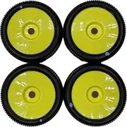 6 Mik Magma on Yellow Rim Rubber Blue Mounted and Glued - Buggy TT RC 1/8 - RC Car - Competitions - Set of 4 Tyres