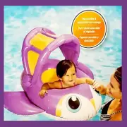 Baby Swim Pool Float Canopy Boat Purple Penguin SwimWays Floaty Floatie Swim Way