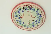 Wooden Round Hand Painted Flowers HONEYBEE Patten 5 1/4 " SIGNATURE PLAQUE