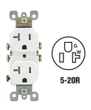 (10)-Leviton 20A White Tamper Resistant 5-20R Duplex Elec Outlet S02-T5820-0WS