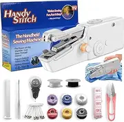 Handheld Sewing Machine, Portable Mini Sewing Machines White, Sew Simple Hand Stitching Machines, Beginners Sewing Machine with Sewing Accessories, Suitable for DIY, Garments, Curtains, Home Travel