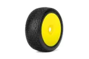 Power Hobby - Block In 1/8 Buggy Mounted Tires Yellow Wheels (2) Medium Soft
