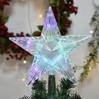 在飛比找ETMall東森購物網優惠-圣誕樹頂部裝飾五角星頂星擺設發光彩色LED亞克力星星樹頂星擺