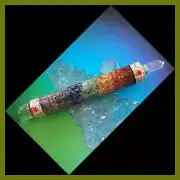 CHAKRA WAND, ORGONE CHAKRA WAND, 7 LAYER CRYSTAL WAND WITH QUARTZ POINT