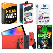 Nintendo Switch OLED Mario RED Edition + Luigis Mansion 3 + Accessory Gaming Kit