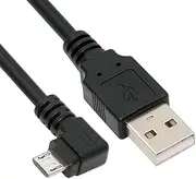 cablecc Right Angled 90 Degree Micro USB 5Pin to USB 2.0 Data Charge Cable for Phone Tablet 480Mbps Transfer Speed (100cm)