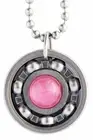Pink Jade Roller Derby Skate Bearing Pendant Necklace