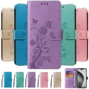Flip Leather Flower Case For Samsung S10 S20 S21 S22 S23 S24 FE S25 Plus Ultra