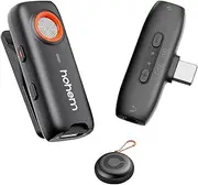 Hohem Microphone MIC-01 2.4G Wireless Lavalier Microphone for Smartphone Camera Laptop Tablet, 3-Level Noise Cancelling 7.5H Battery Life Built-in TF Card Slot Remote Shutter Control