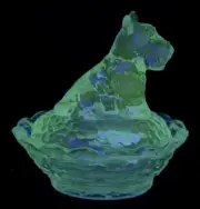 Boyd Art Glass Covered Scottie Dog Salt In Crystal Valor # 7 9-18-2003 GLOWS