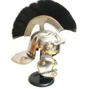 Medieval Armor Roman Centurion Helmet With Stand Black Plume Halloween Costume R