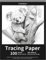8.5" X 11" Tracing Paper, Translucent Pad, 100 Sheets 38Lb/60Gsm Vellum