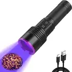 UV Flashlight 365Nm Black Light, Rechargeable Blacklight Flashlights with LCD Di