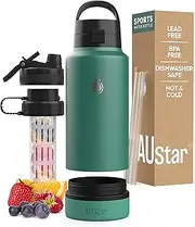 Fruit Water Bottle Infuser with Hidden Compartment - Hot and Cold Water Bottle - BPA Free Water Bottle - Dishwasher Safe Water Bottle - Hiking Water Bottle - Portable Water Bowl For Dog - 26 oz
